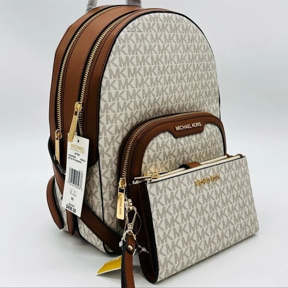 Michael Kors Medium Jaycee Zip Packet Backpack & Double Zip Wallet Wristlet - Picture 1 of 16